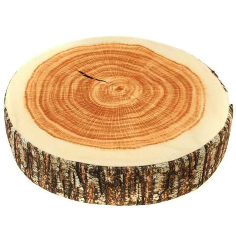 Realistische Holztextur-Flanellkissen in Baumstumpfform (35 cm)