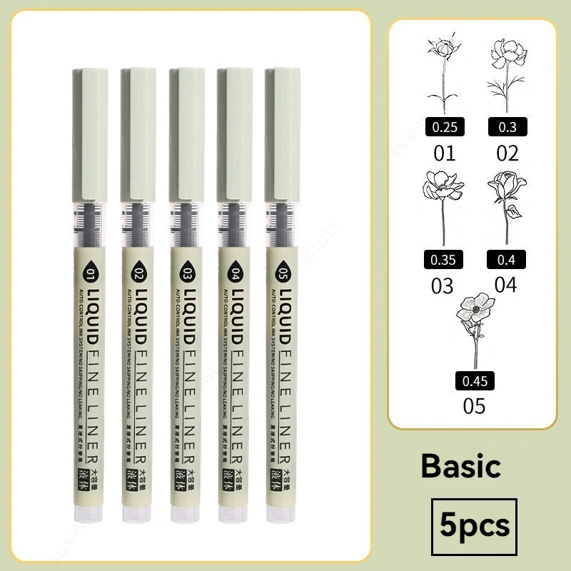 Feinspitziges, nicht ausblutendes, mehrfarbiges Manga-Kunstmarker-Set (5–8 Stück)