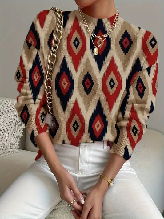 Camila - Print-Pullover mit Stehkragen | Komfort und Stil in einem