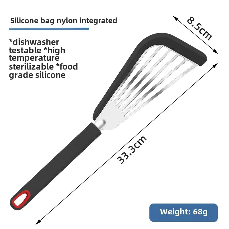 Hitzebeständiger Fischwender aus Edelstahl (Silikon- und Gelgriff)