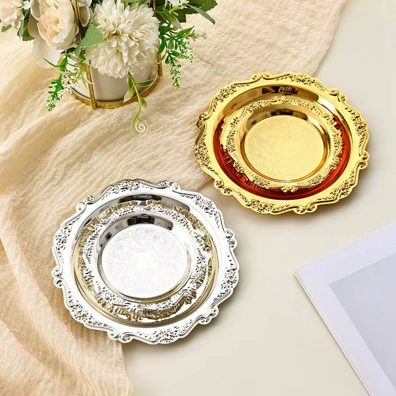 Sølvbelagt Retro Desserttallerken (10–25 cm)