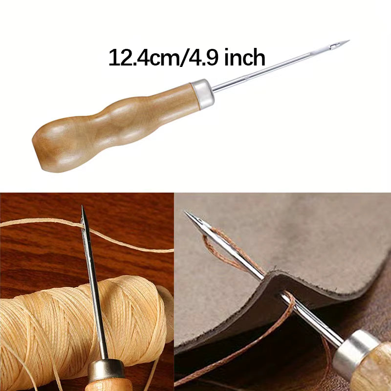 Präziser Holzgriff & Stahlnadel zum manuellen Nähen von Leder