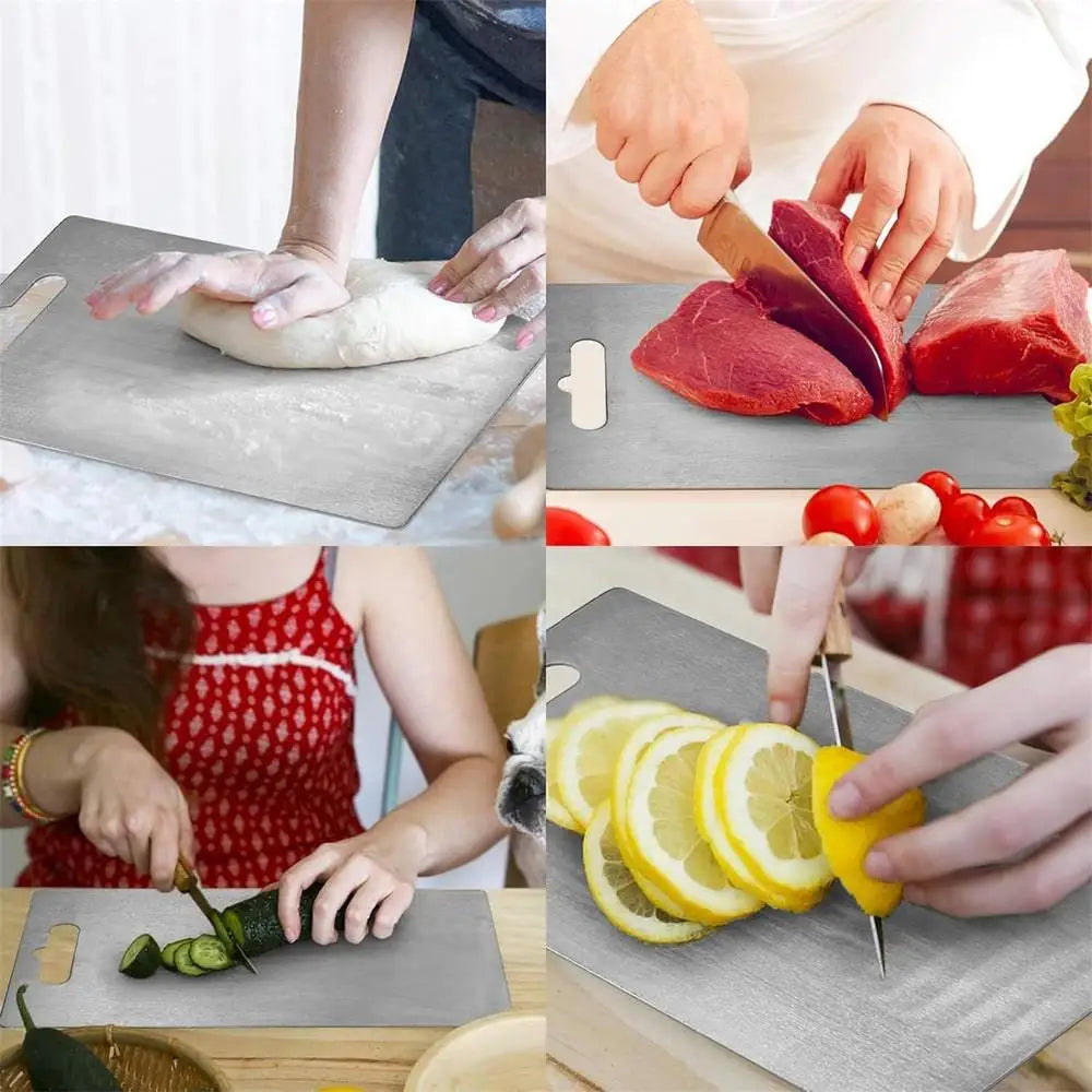 Antibakteriel og vridningsresistent 304 rustfrit stålkøkkenbræt (dobbeltsidet)