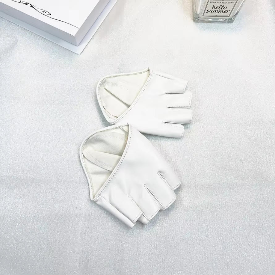 Fingerlose Handschuhe aus PU-Kunstleder mit halben Handflächen (Einheitsgröße)