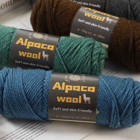 Superweiches, dickes, mehrfarbiges Alpakawollgarn (500g, 5 Knäuel)