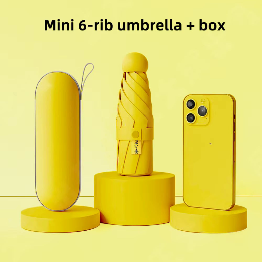 UV-schützender kompakter Mini-Regenschirm (6 verstärkte Streben)