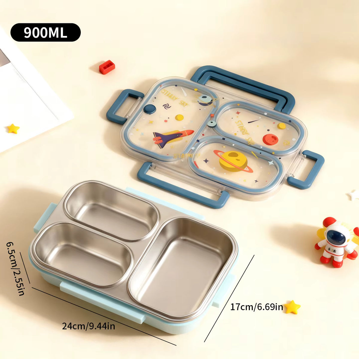 Auslaufsichere Kinder-Lunchbox aus rostfreiem 304er Edelstahl (großes Fassungsvermögen)