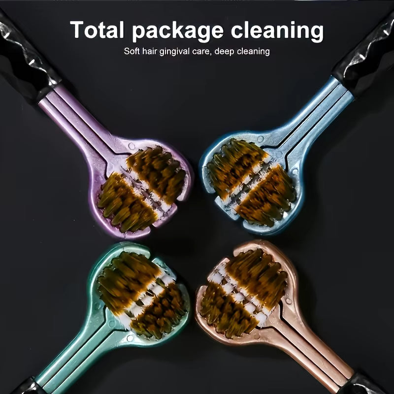 Ergonomisches Soft-Touch- und goldenes Vulkanzahnbürsten-Set (4-teilig)