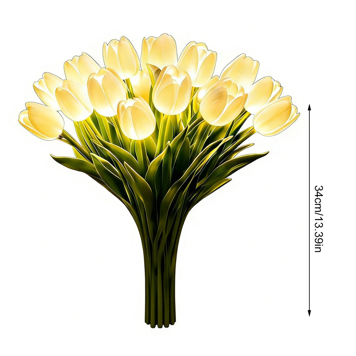 Künstlicher Tulpenstrauß mit warmem LED-Licht – Nachtlicht (15er-Set)