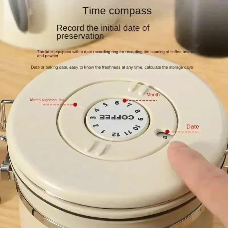Vakuumversiegelte Kaffeedose aus rostfreiem 304er Edelstahl (mit integriertem Löffel)