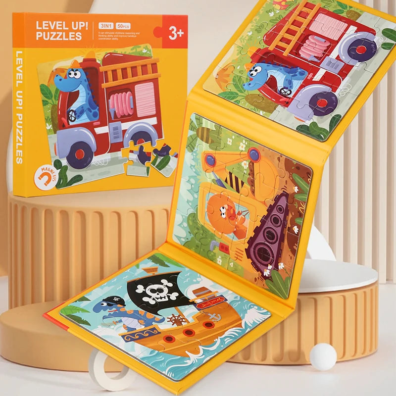 Magnetisches Holzpuzzle-Buch (3-in-1)