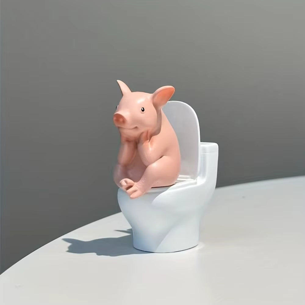 Verspielte Schweinefigur fürs Badezimmer zur Tisch- und Wandmontage