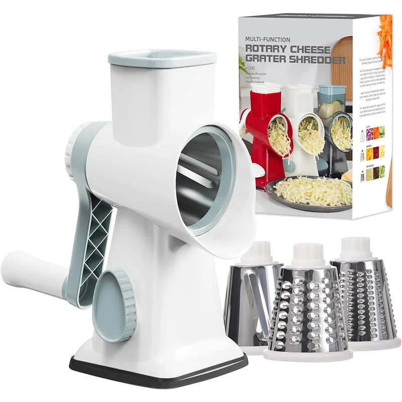 3-in-1 manueller, rotierender Käsehobel aus Edelstahl