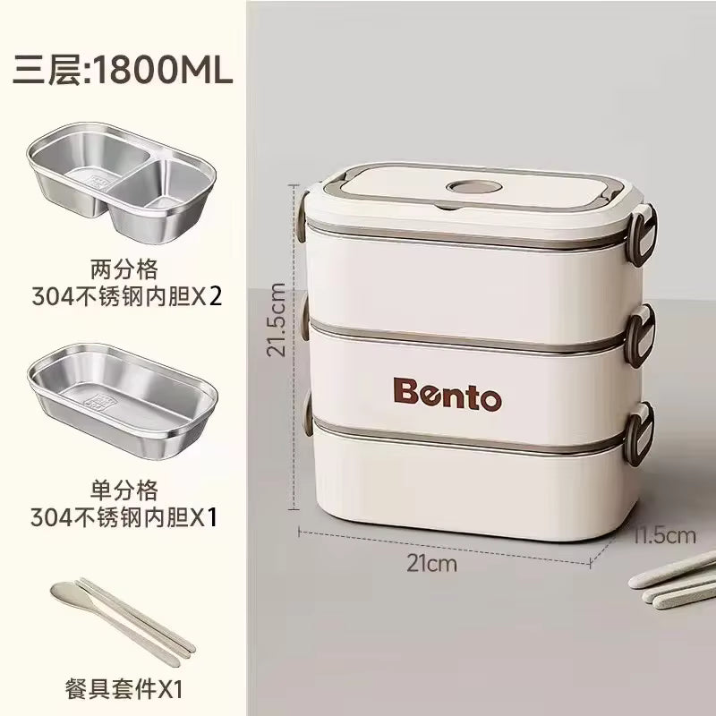 Auslaufsichere und stapelbare Bento-Box aus rostfreiem 304-Edelstahl (mikrowellengeeignet)