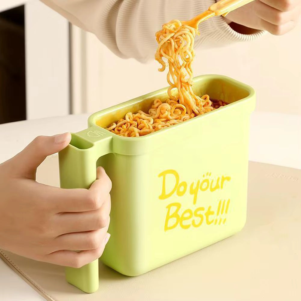Lebensmittelechte, tragbare Instant-Nudelschüssel (mit Gabel-Klemmutensil)