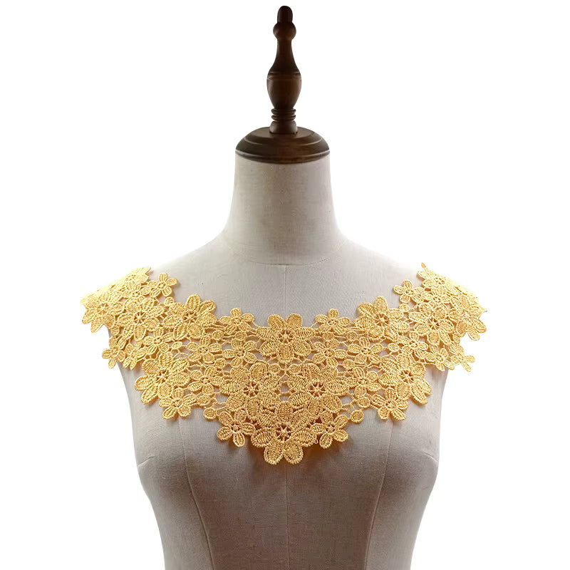 Aftagelig Blomstret Broderet Blonder Krave