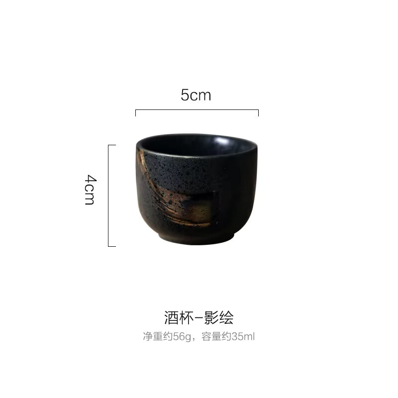 Handgefertigtes japanisches Keramik-Sake-Set (Karaffe & Tassen)