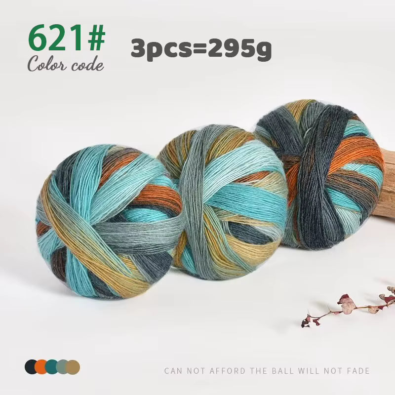 Vierfarbiges mehrfarbiges Farbverlauf-Wollgarn (295 g)