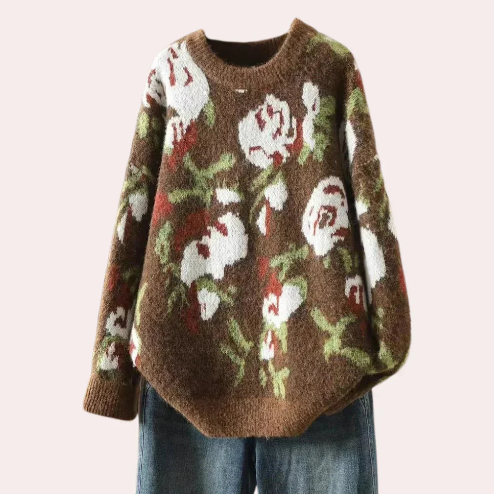 Gisella - Strickpullover mit Blumenmuster für Frauen