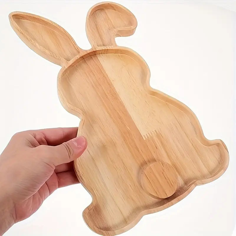 FestivaDecor - Servierplatte aus Holz in Form eines Osterhasen