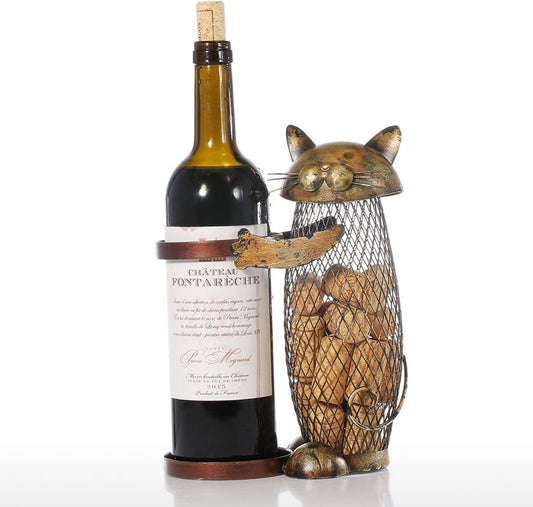 WineCat - Weinflaschen- und Korkenhalter mit Umarmungskatze