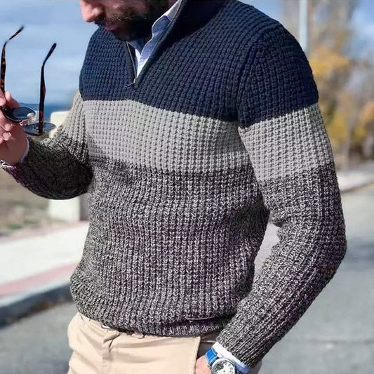 Christian - Gestrickter Herrenpullover mit halbem Reißverschluss | Wärme und Komfort zu jeder Zeit