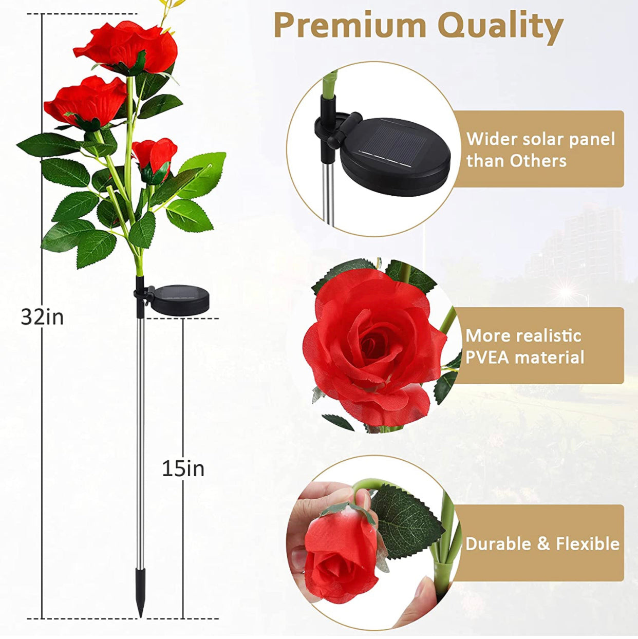 LuminaBloom - Solar-Rosetten mit LED (Packung mit 2)