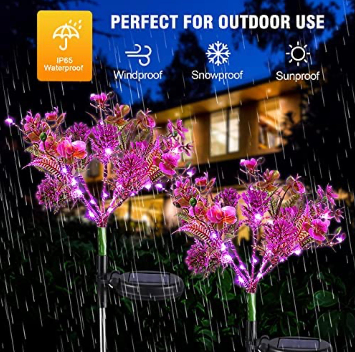 SolarFlora - 2er-Pack Solar-Phalaenopsis-Blumenlichter, wasserdicht