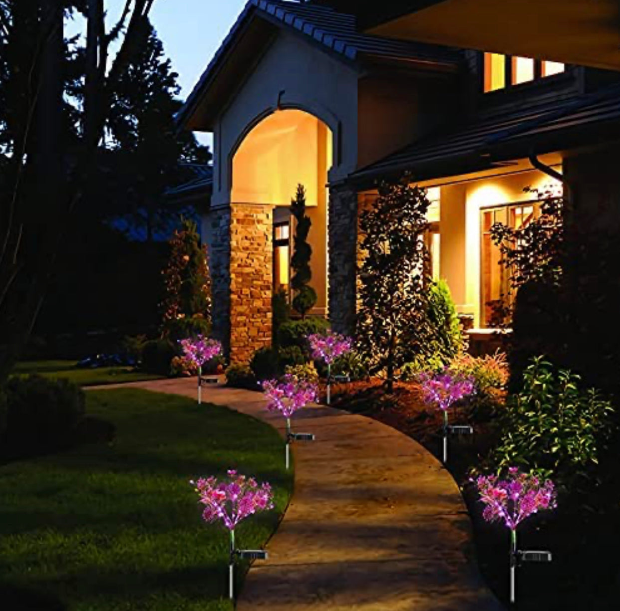 SolarFlora - 2er-Pack Solar-Phalaenopsis-Blumenlichter, wasserdicht