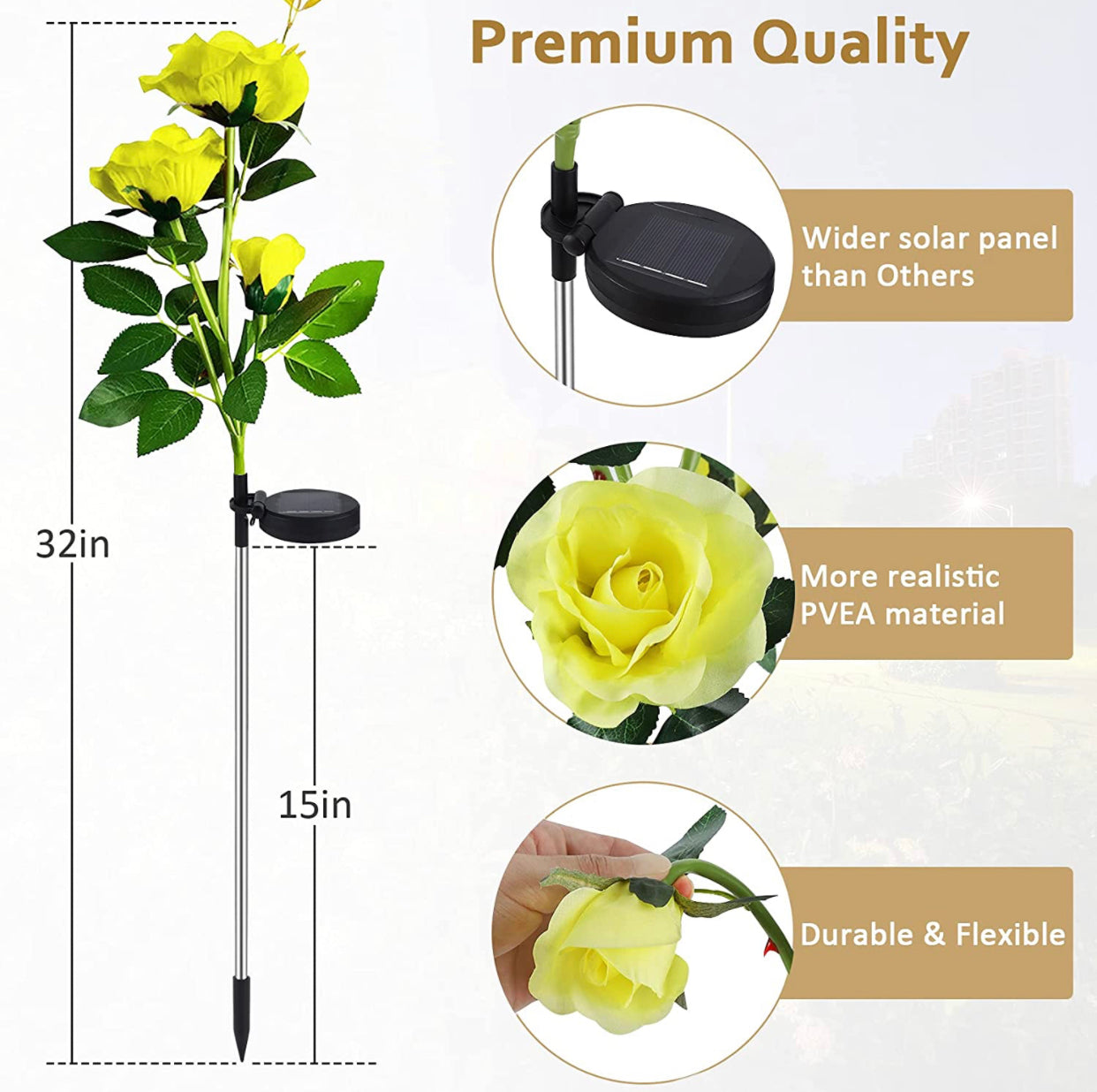 LuminaBloom - Solar-Rosetten mit LED (Packung mit 2)