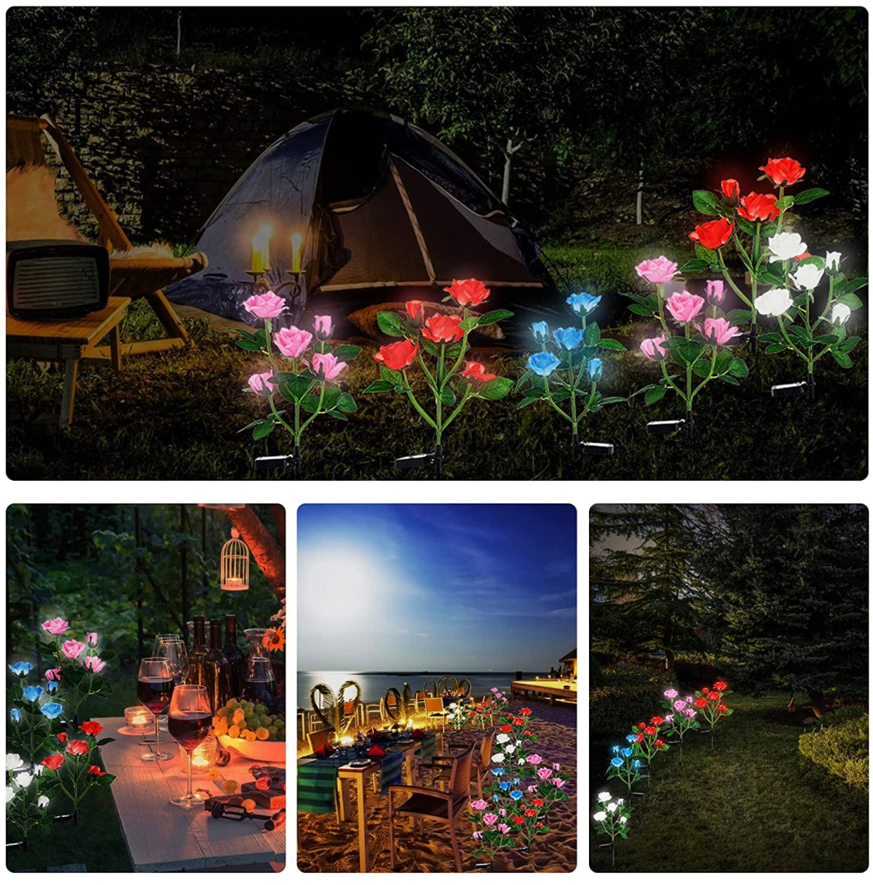LuminaBloom - Solar-Rosetten mit LED (Packung mit 2)