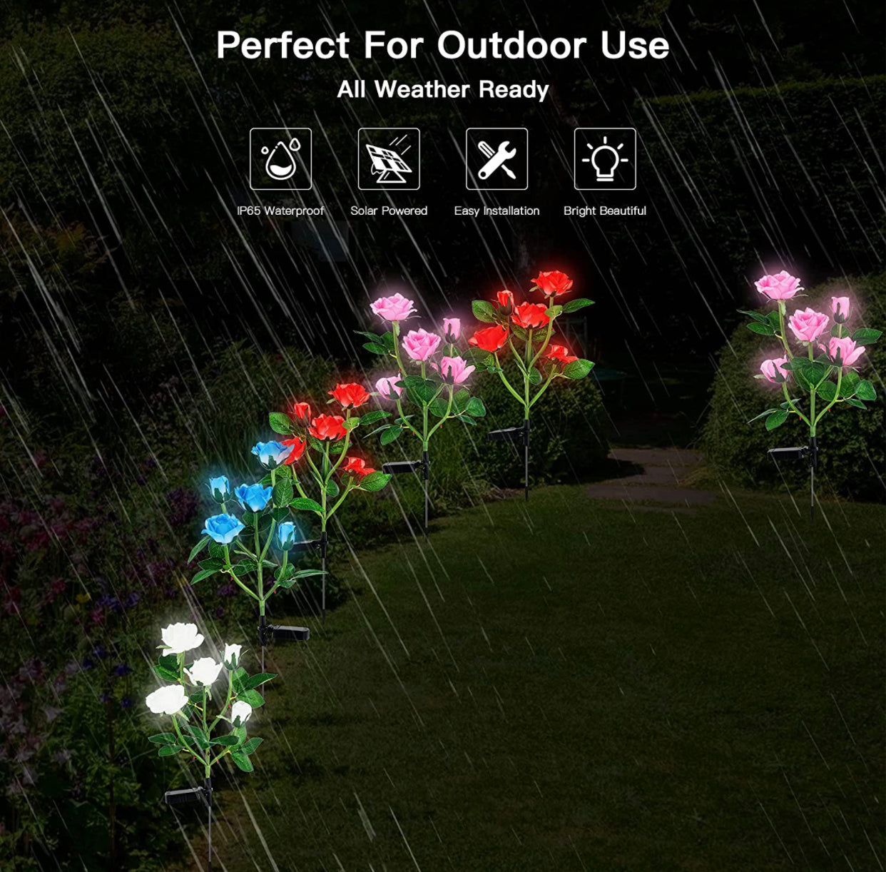 LuminaBloom - Solar-Rosetten mit LED (Packung mit 2)