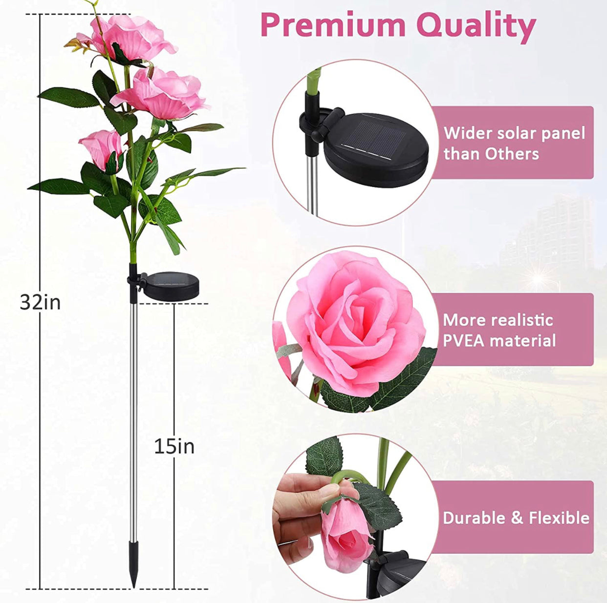 LuminaBloom - Solar-Rosetten mit LED (Packung mit 2)
