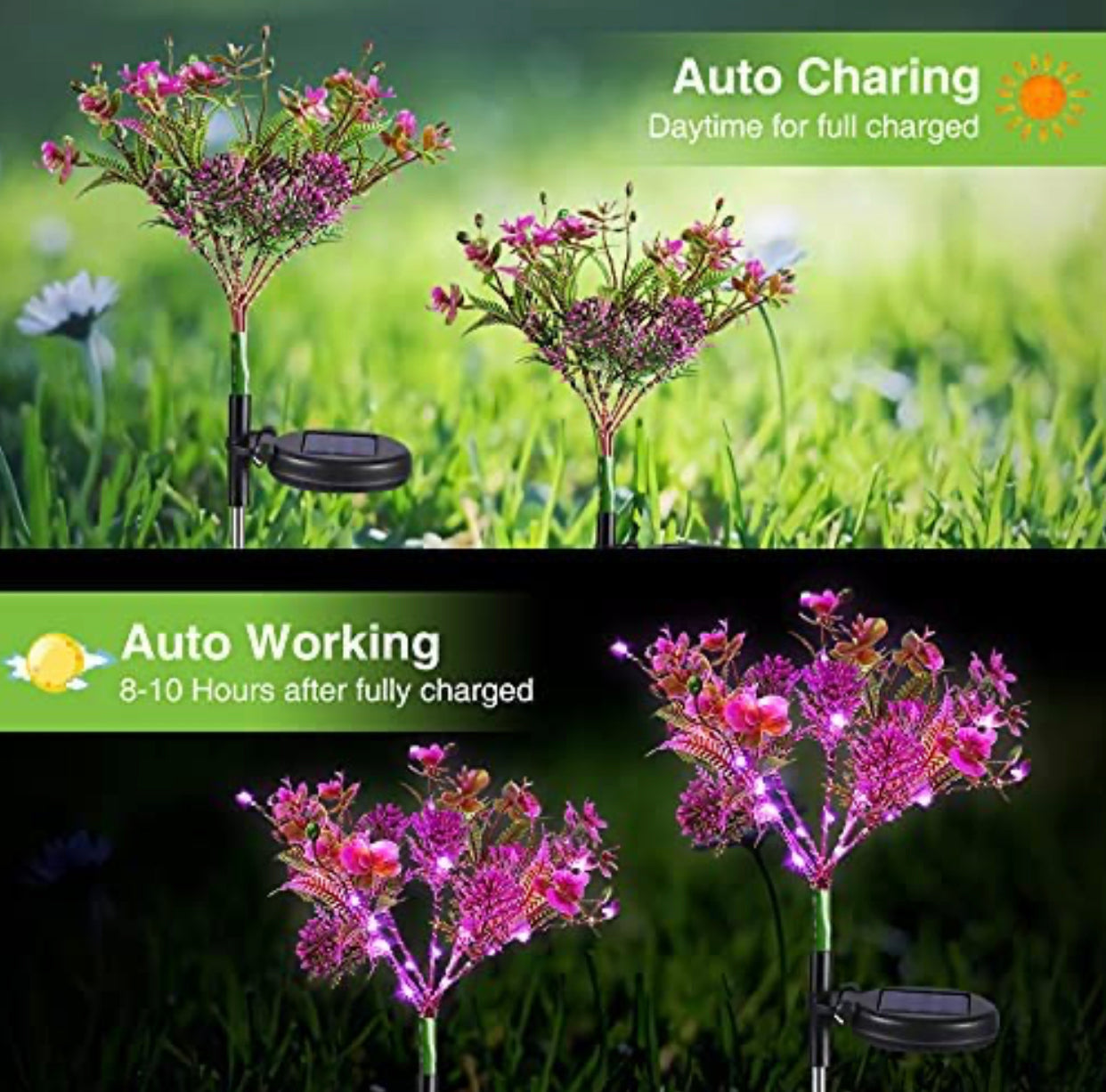 SolarFlora - 2er-Pack Solar-Phalaenopsis-Blumenlichter, wasserdicht