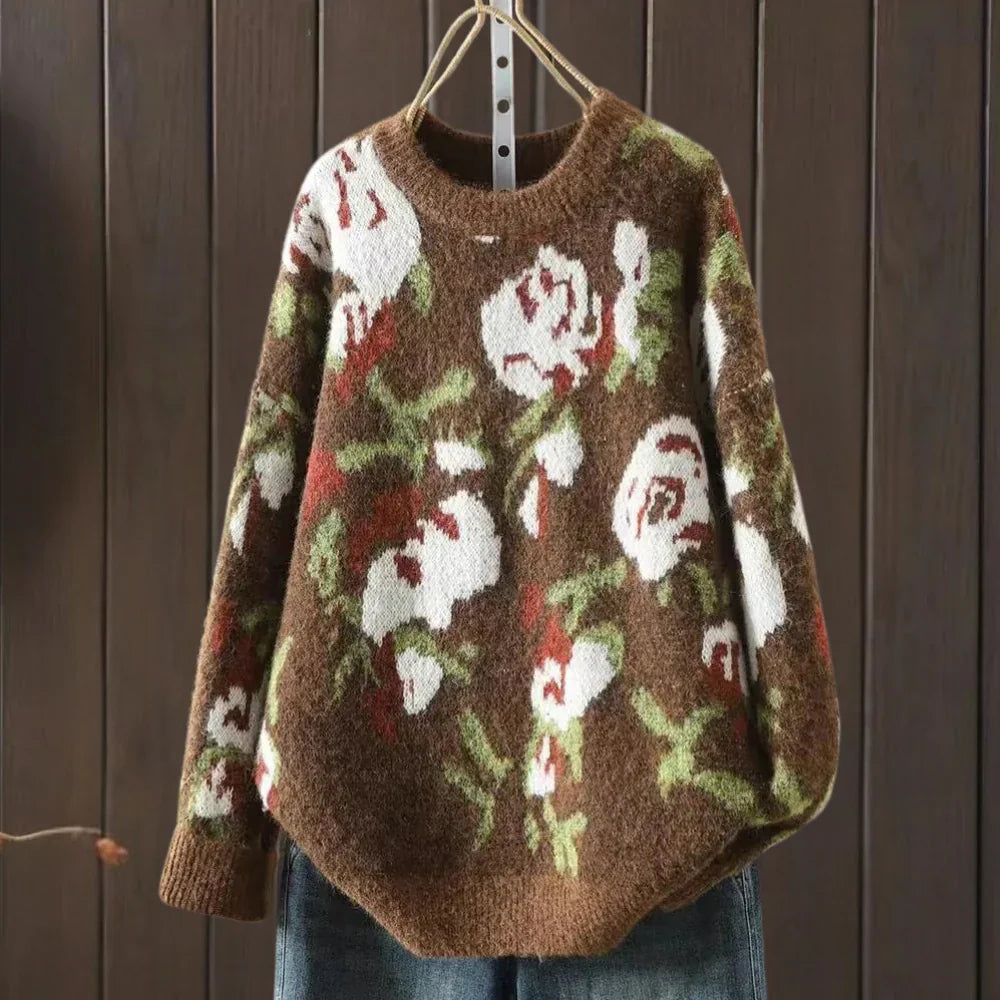 Gisella - Strickpullover mit Blumenmuster für Frauen