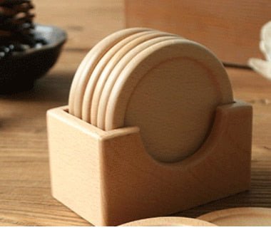 ZenWood - sechsteiliges Holzuntersetzer-Set im japanischen Stil