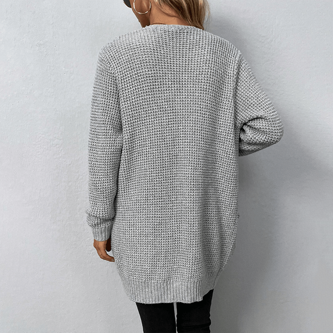 Aurora - Lange Strickjacke mit Tasche für Frauen | Warme Strickjacke mit Taschen für Frauen
