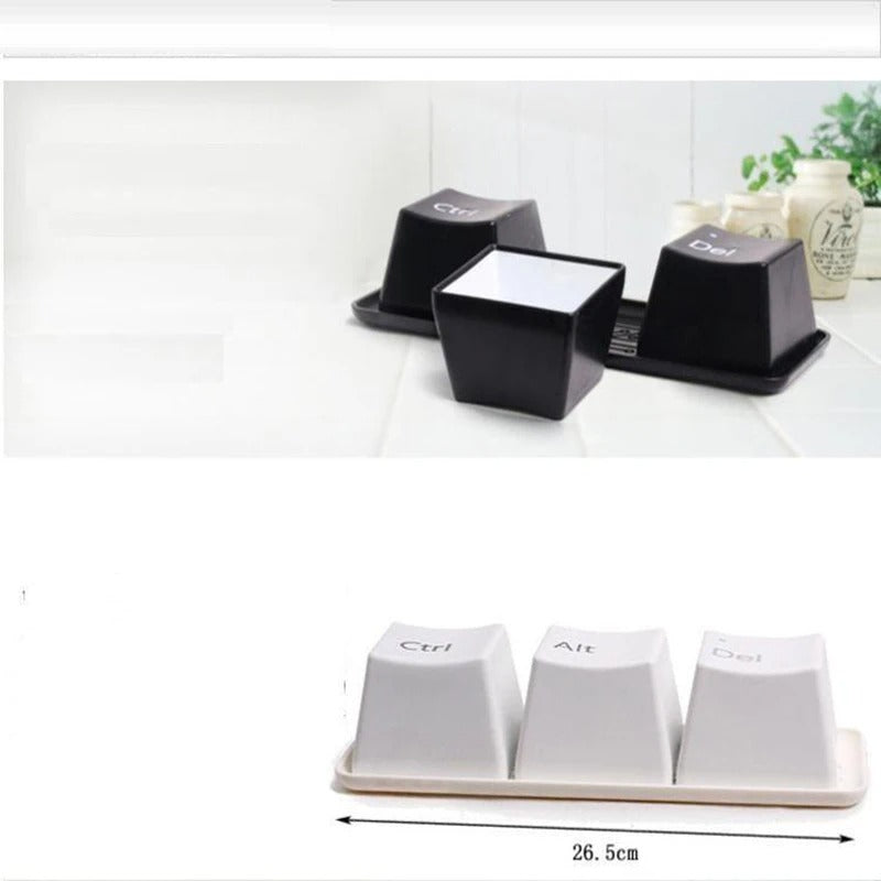 TechCups - 3-teiliges kreatives Ctrl-Alt-Del-Tastatursatz mit Tassen