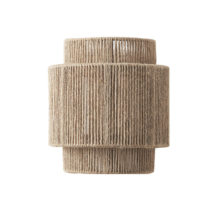 RaffioLume - Bohemian Vintage Rattan Hanfseil Wand-LED-Lampe