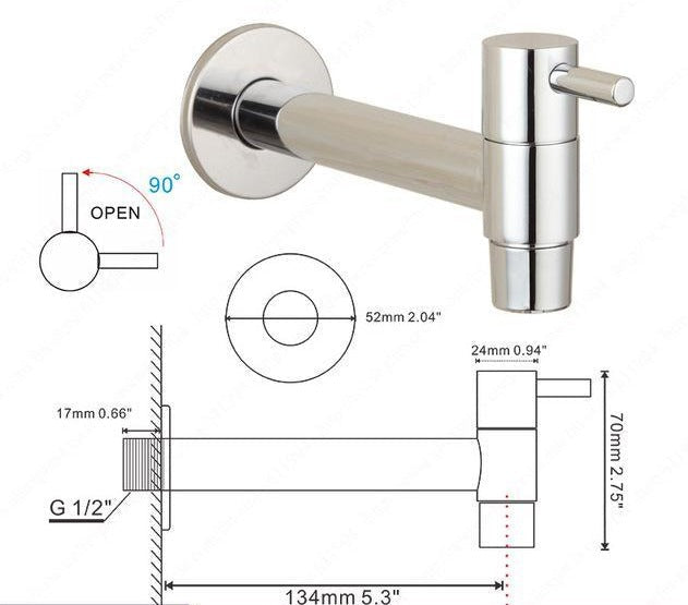AquaStyle - Minimalistischer, wandmontierter Wasserhahn für das Badezimmer