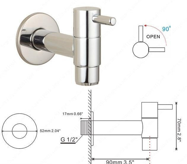 AquaStyle - Minimalistischer, wandmontierter Wasserhahn für das Badezimmer