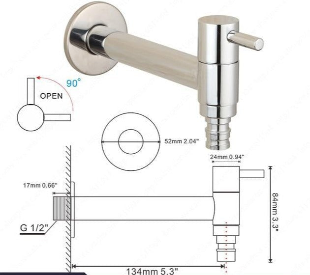 AquaStyle - Minimalistischer, wandmontierter Wasserhahn für das Badezimmer