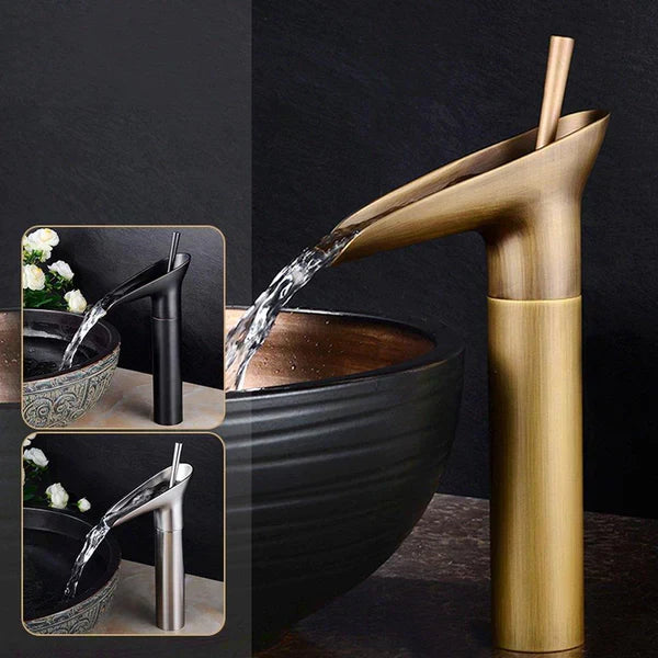 AquaLuxe - Wasserfall antike Wasserhahn Waschbeckenarmatur Messing Waschbeckenarmatur | 50% RABATT