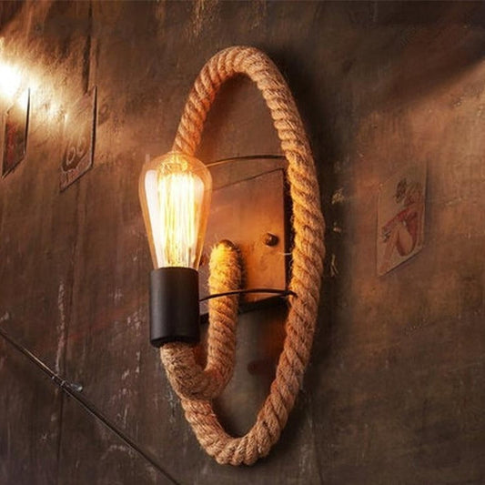 TwineLuxe - Vintage Seil-Wandleuchte - Eisen- und Seil-Design im Industriedesign