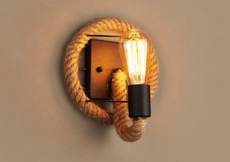 TwineLuxe - Vintage Seil-Wandleuchte - Eisen- und Seil-Design im Industriedesign