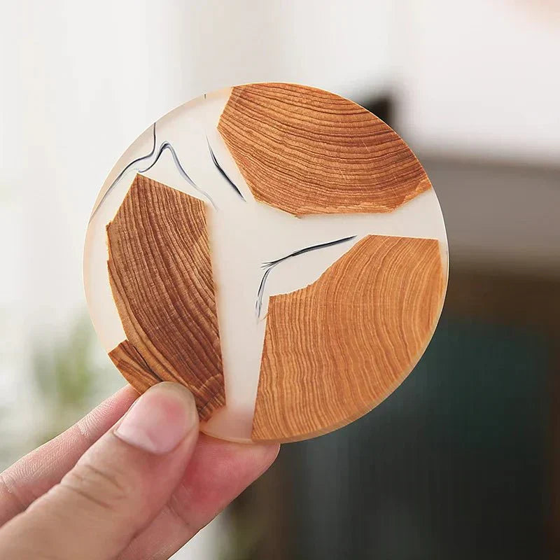 ZenArt - Sechs japanisch inspirierte Untersetzer aus massivem Holz