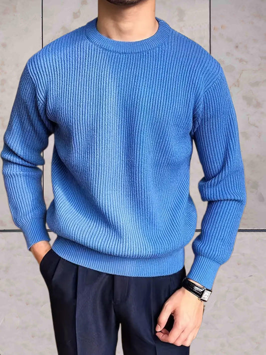 Finlay - Gerippter klassischer Pullover für Männer mit Rundhalsausschnitt