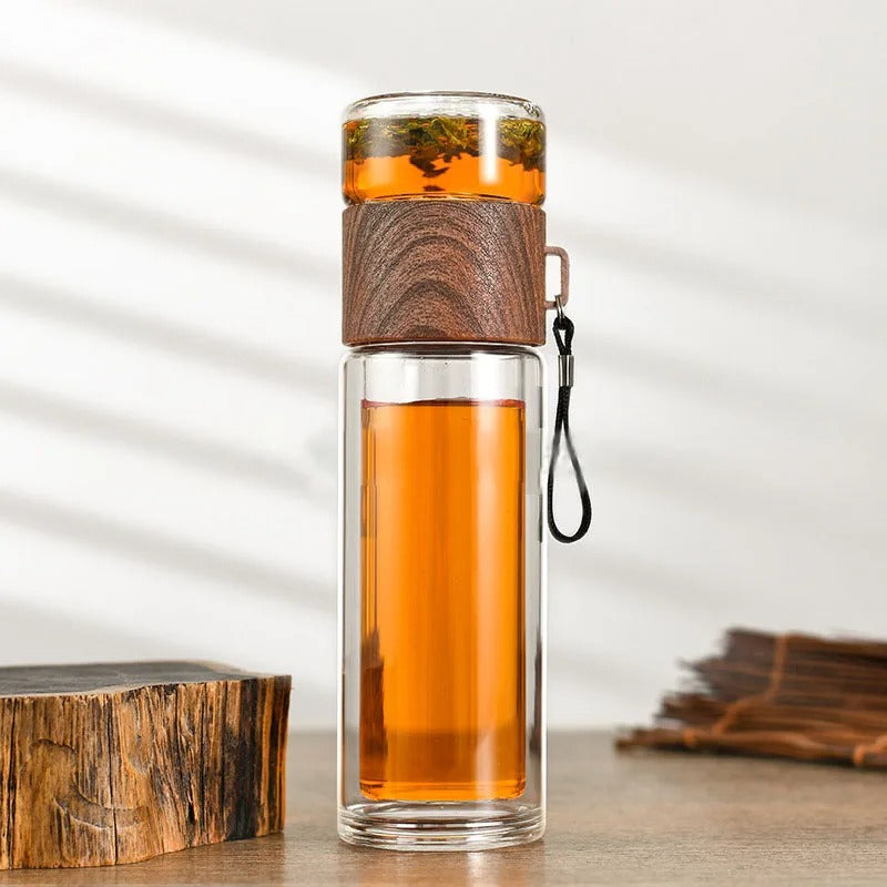 TeaFlex - Transparente tragbare heiße Thermoskanne | Inkl. Teefilter