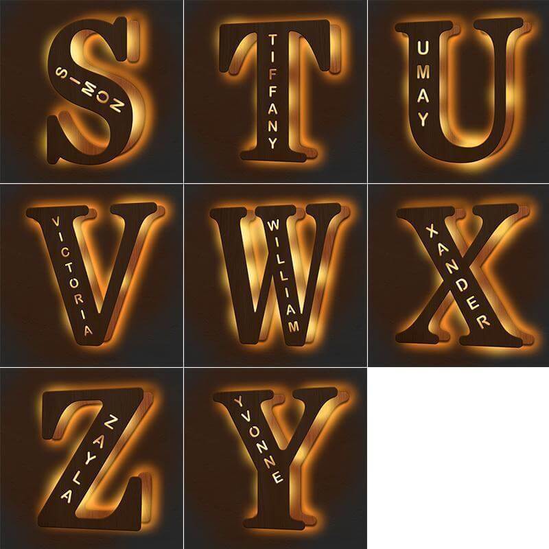 Variant image for Personlig LED Natlampe til Børn med Blødt Lys og Initialer – Miljøvenligt Vægmonteret Design-19