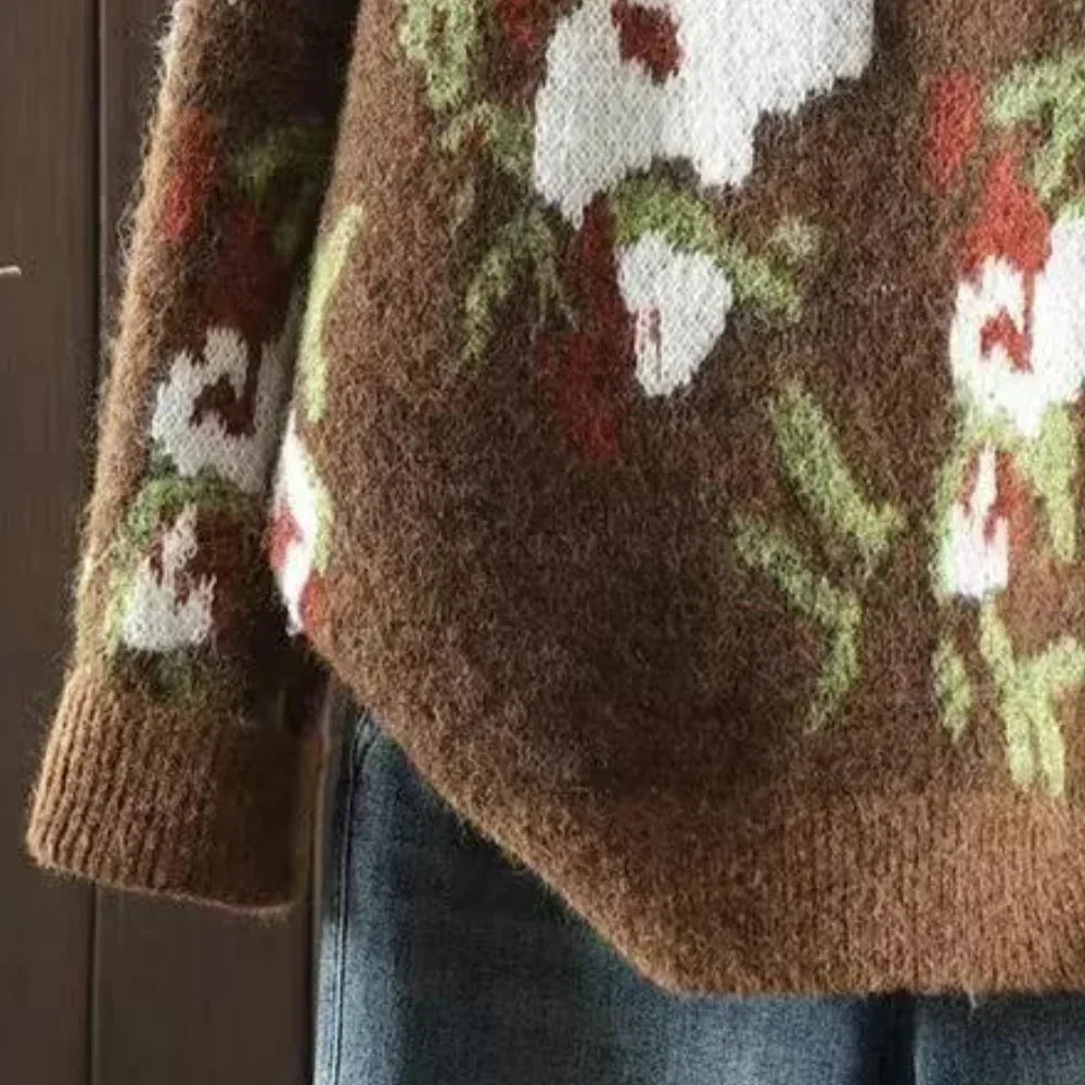 Gisella - Strickpullover mit Blumenmuster für Frauen